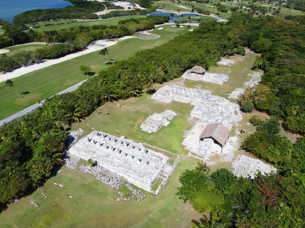 Maya Ruin El Rey Archaeological Site Aerial View, Cancun, Quinta